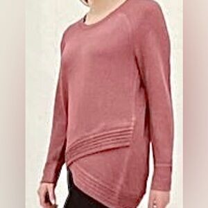 Active Life Sweater Blush Crossover Hem Long Sleeve Knit Pullover Top